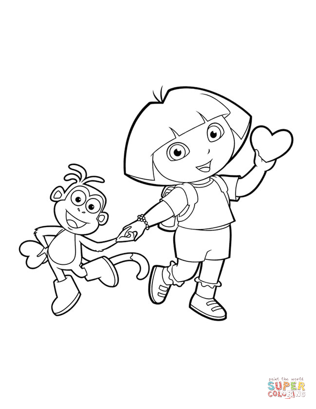 Dora the explorer valentines day coloring page free printable coloring pages