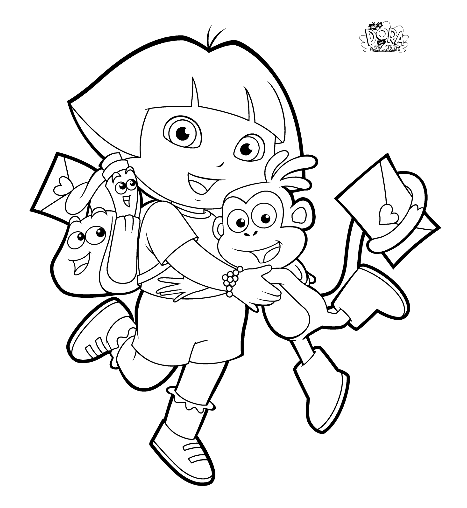 Dora coloring pages backpack diego boots swiper print and color