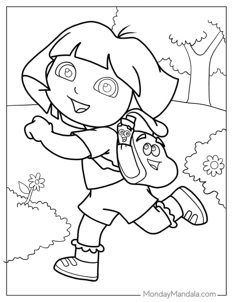 Dora the explorer coloring pages free pdf printables