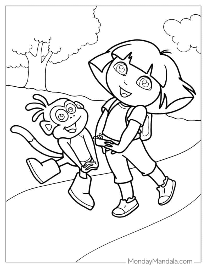 Dora the explorer coloring pages free pdf printables