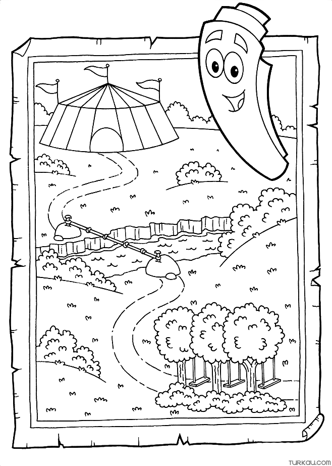 Tent dora map coloring page