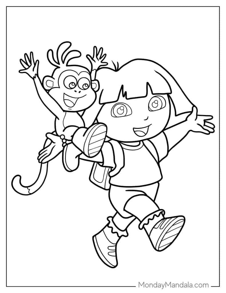 Dora the explorer coloring pages free pdf printables