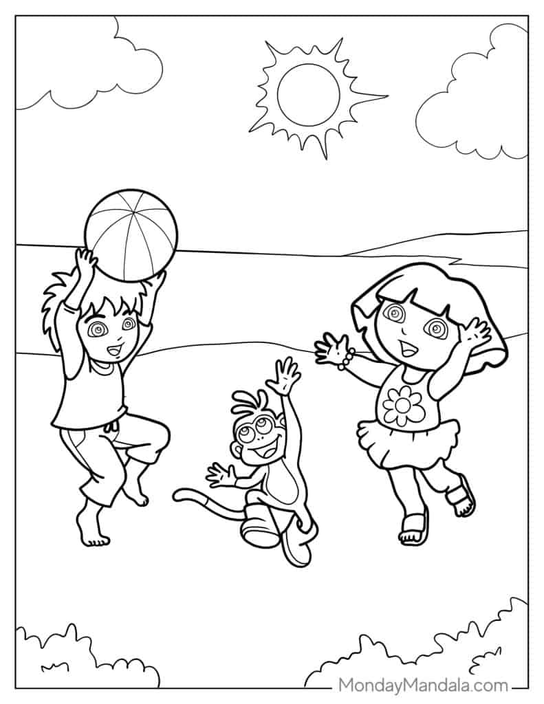 Dora the explorer coloring pages free pdf printables