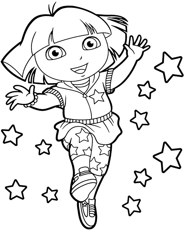 Print dora coloring sheet for kids