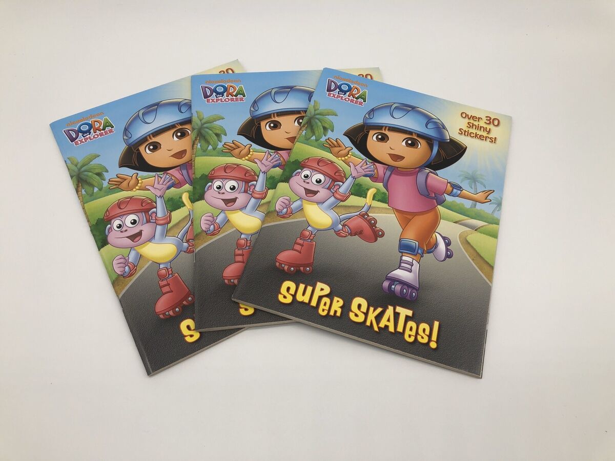 Dora the explorer super skates coloring book with shiny stickers lot of