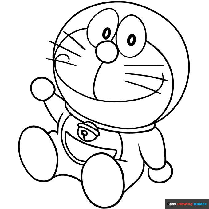 Doraemon coloring page easy drawing guides