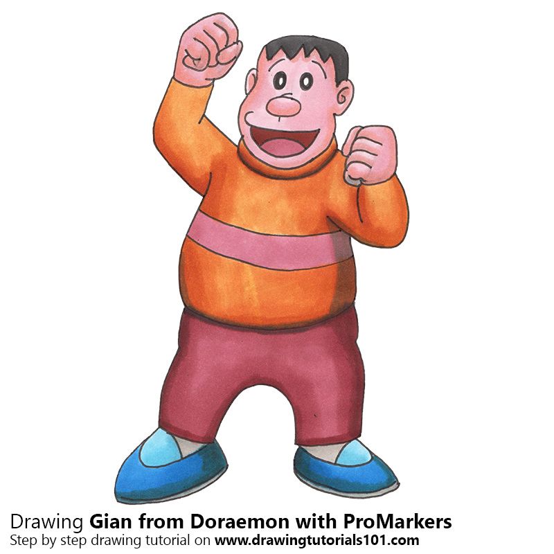 Gian from doraemon with promarkers speed drawing doraemon cartoon doraemon doraemon wallpapers