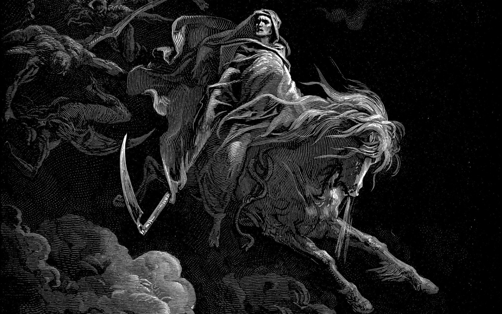 Death horses gustave dore reaper dark wallpaper x