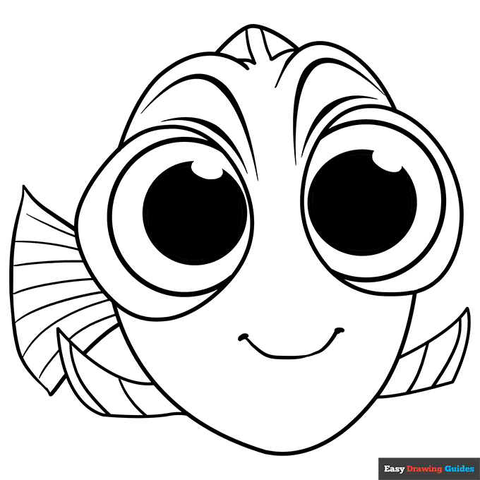 Baby dory from finding dory coloring page easy drawing guides