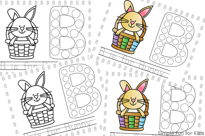 B is for bunny dot marker coloring pages