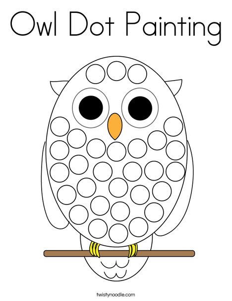 Owl dot painting coloring page