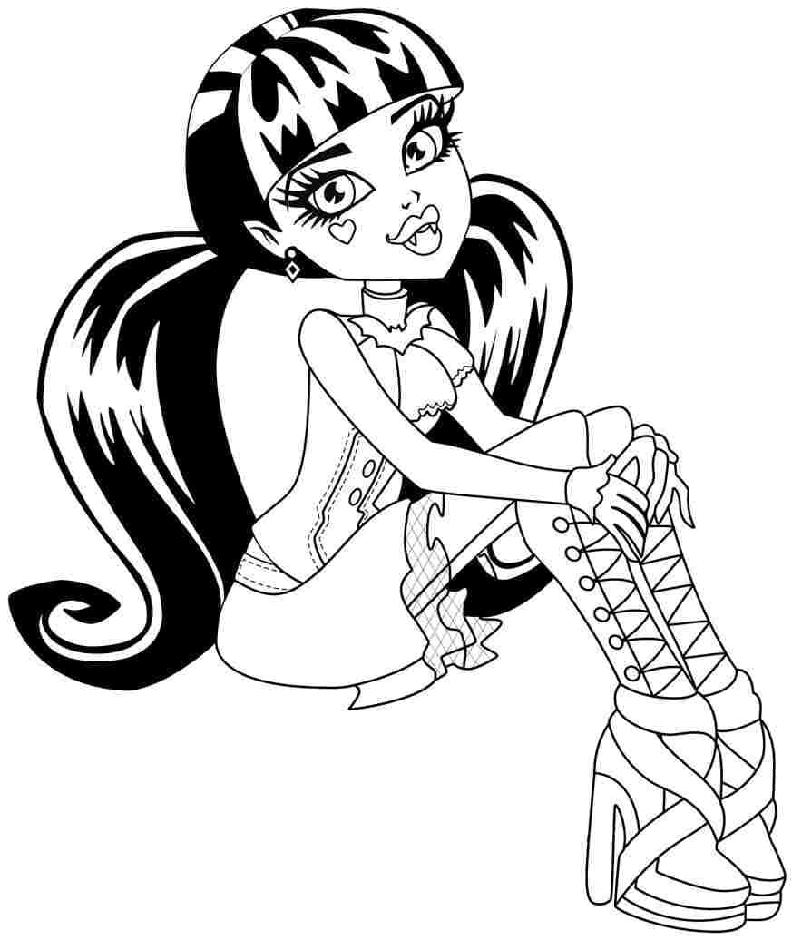Cute draculaura coloring page