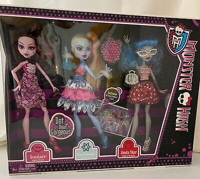 Monster high pack dot dead gorgeous dolls draculaura abbey ghoulia exclusive