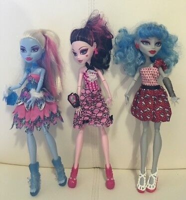 Monster high doll exclusive dot dead gorgeous pack draculaura abbey ghoulia