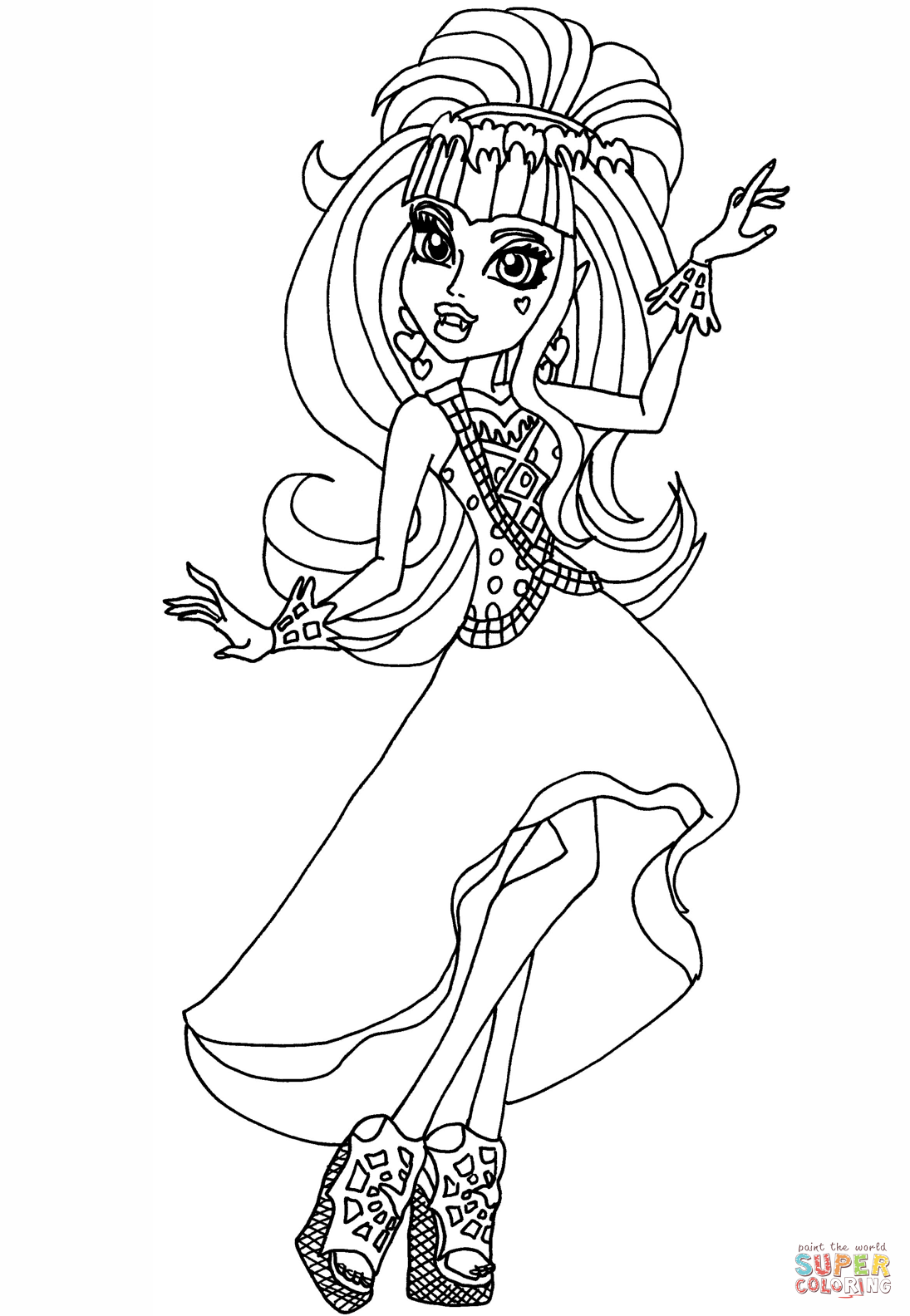 Draculaura wishes coloring page free printable coloring pages