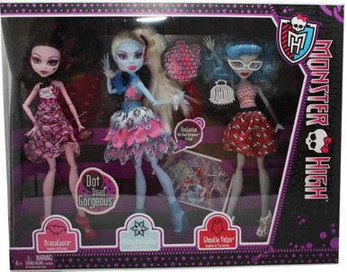 Monster high dot dead gorgeous draculaura abbey bominable ghoulia yelps pack