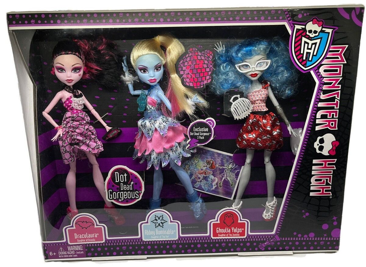 Monster high dot dead gorgeous pack draculaura ghoulia yelps abbey bominable