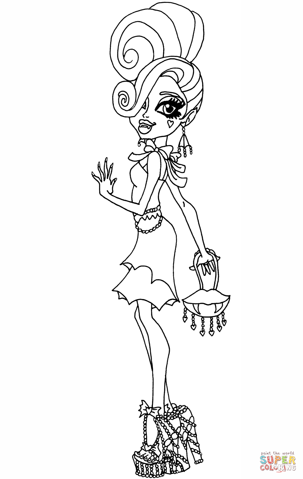 Frights camera action draculaura doll coloring page free printable coloring pages