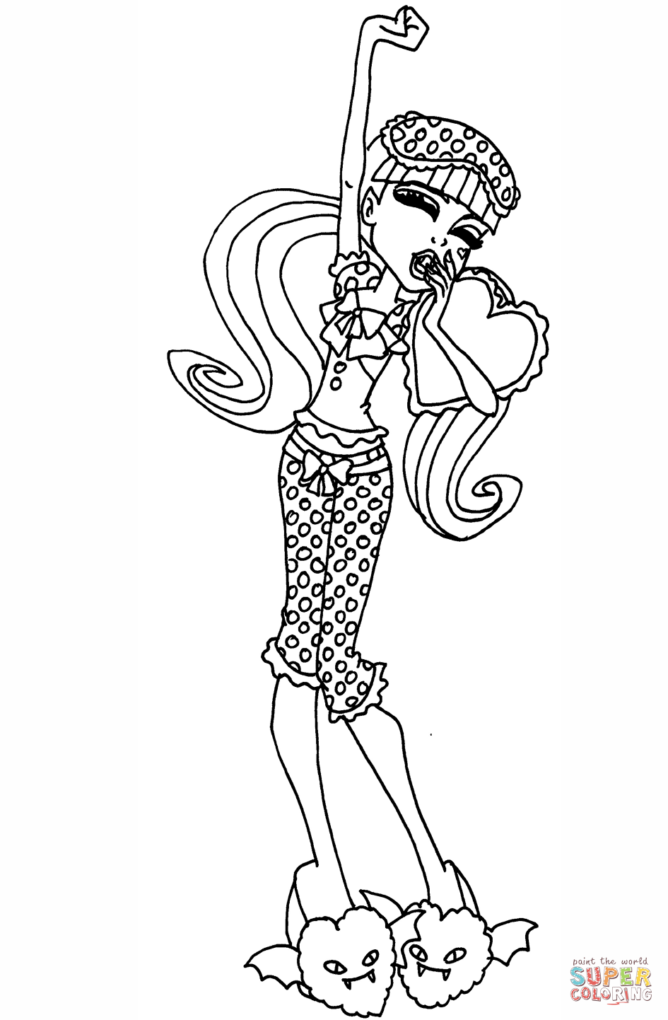 Dead tired draculaura coloring page free printable coloring pages