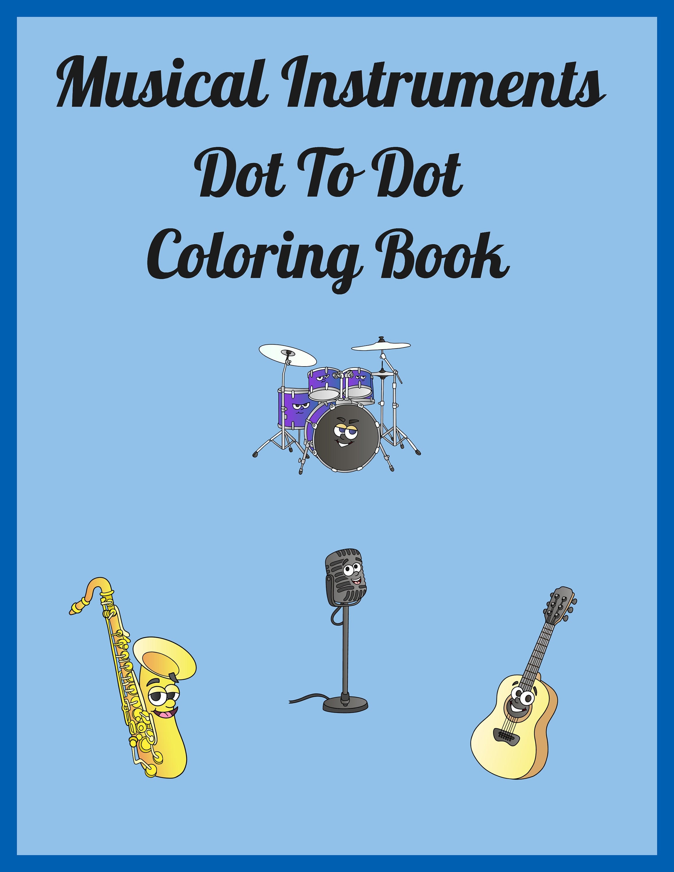 Musical instruments dot to dot coloring book kids connect the dots book