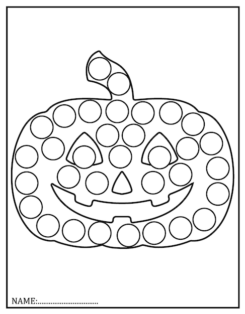 Premium vector halloween dot marker coloring pages for kids