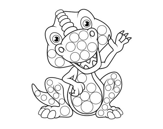 Dinosaur dot painting coloring pages