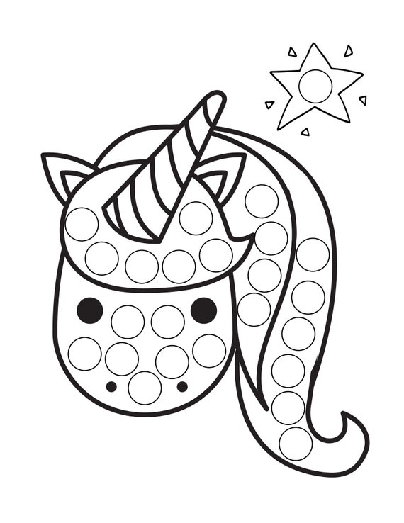 Unicorn dot marker coloring pages printable pdf coloring activity pages for kids unicorn dot coloring pages unicorn do a dot painting