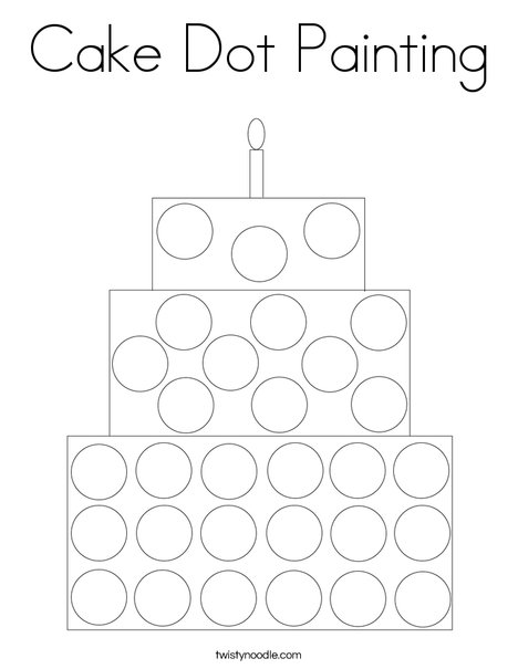 Cake dot painting coloring page