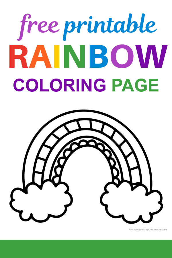 Beautiful rainbow coloring page with clouds free to print