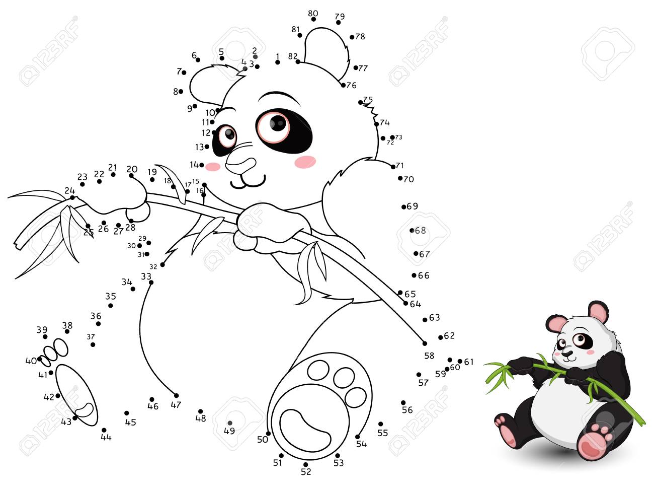 Panda connect the dots and color royalty free svg cliparts vectors and stock illustration image