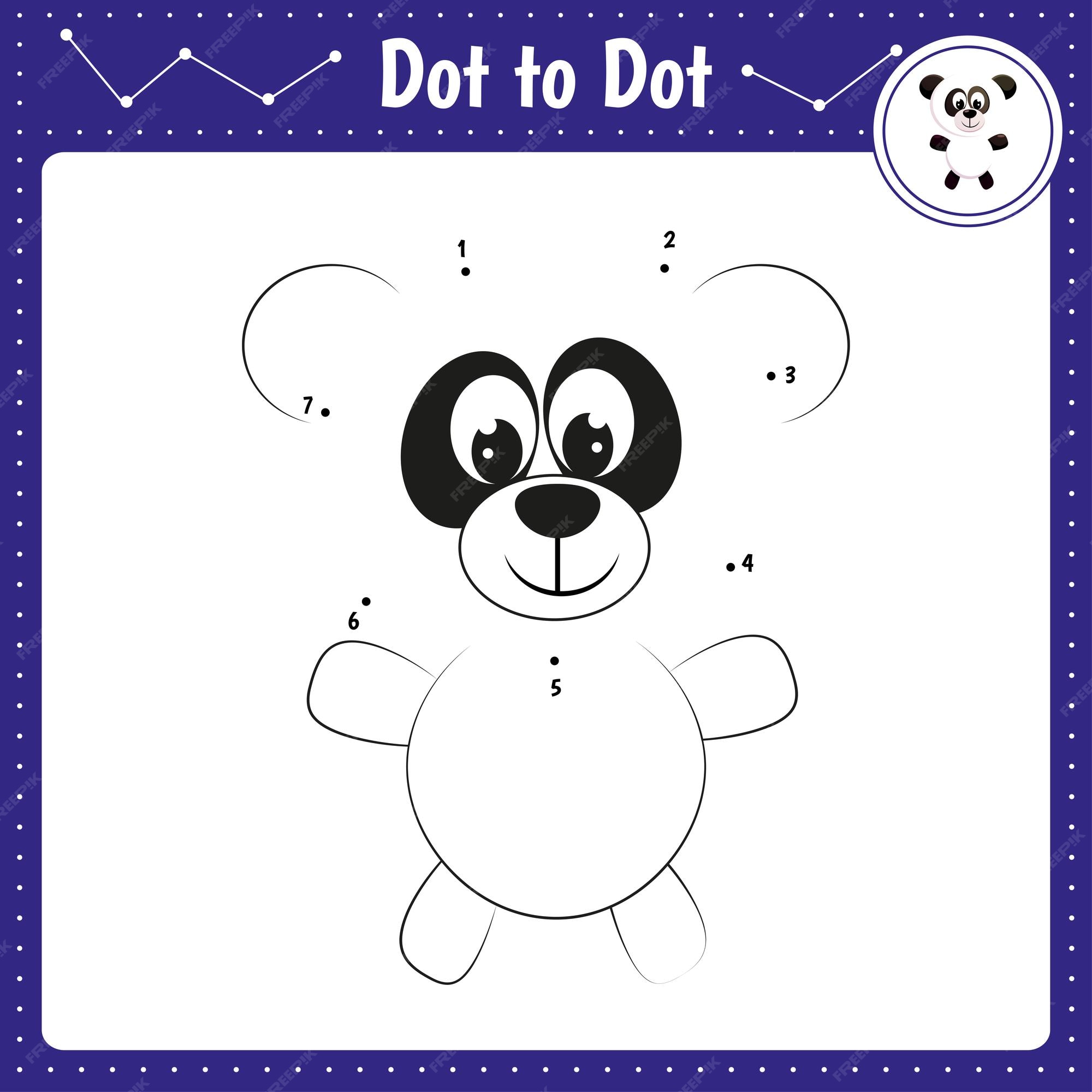 Premium vector connect the dots panda dot to dot educational game coloring book for preschool kids activity worksheet