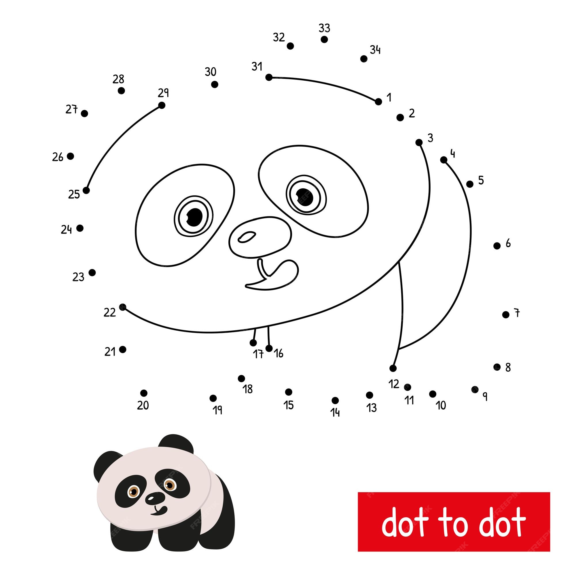 Premium vector cute panda connect the dots in order vector illustration of educational numbers coloring book page with color pattern