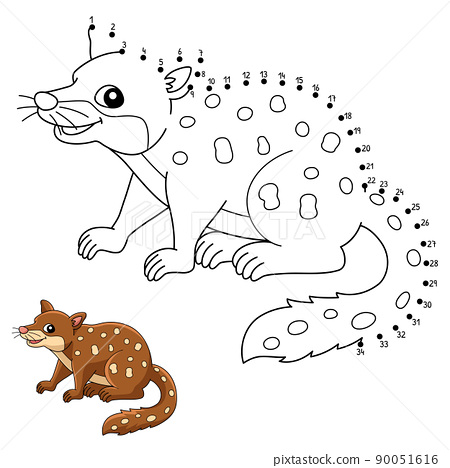 Dot to dot tiger quoll animal coloring page