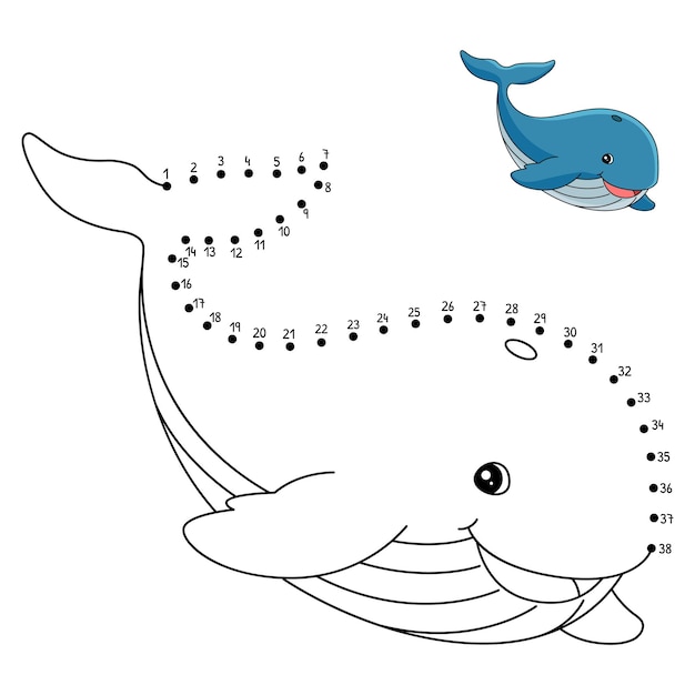 Premium vector dot to dot whale isolated coloring page for kids