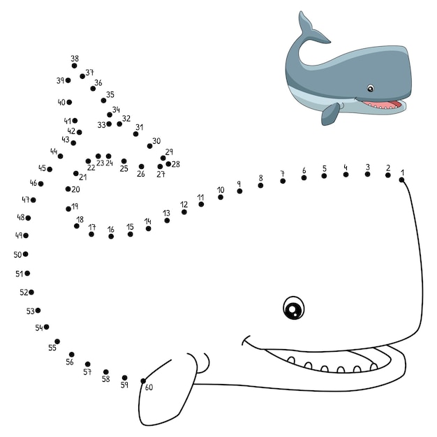 Premium vector dot to dot sperm whale coloring page for kids