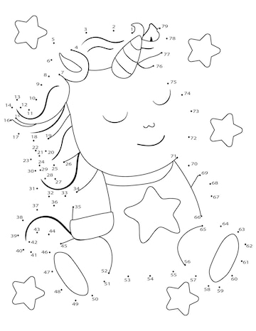 Premium vector unicorn connect the dots coloring page for kids