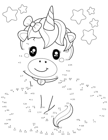 Premium vector unicorn connect the dots coloring page for kids