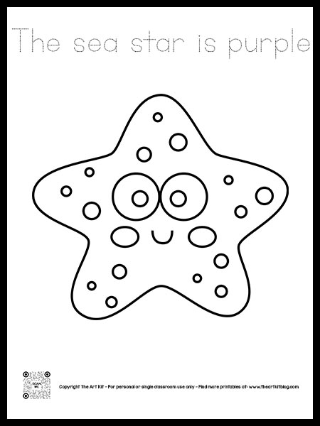 The sea star is purple coloring pages â dotted font â the art kit