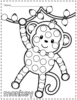 Safari animals dot markers coloring pages by the kinder kids tpt