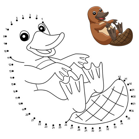 Dot to dot platypus animal coloring page for kids