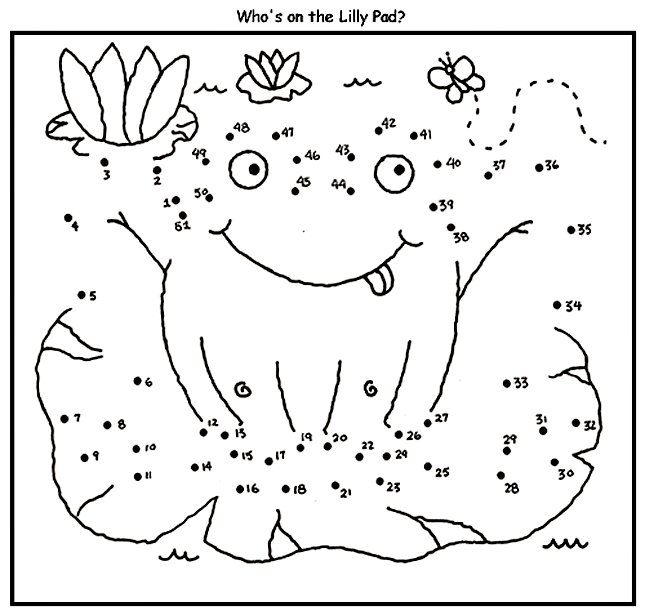 Frog dot to dot coloring page