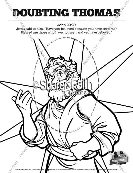 John doubting thomas sunday school coloring pages â