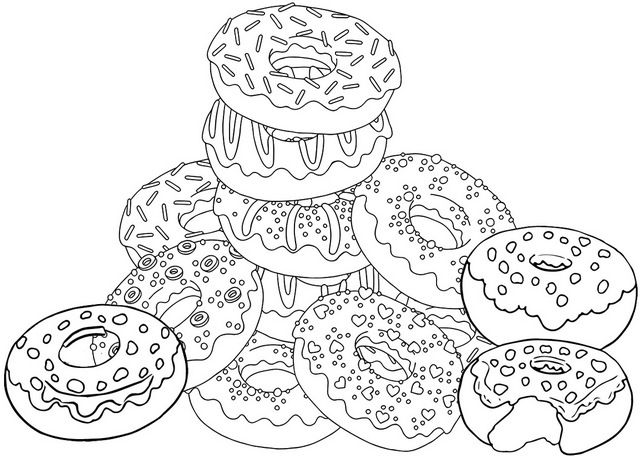 Sweet colorful donut coloring page donut coloring page coloring pages food coloring pages