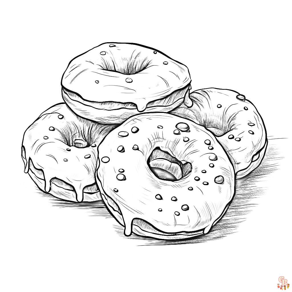 Printable doughnuts coloring pages free for kids and adults