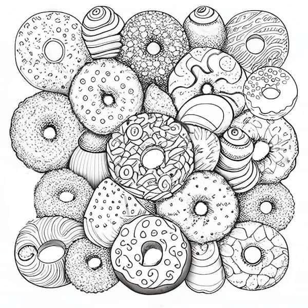 Super fun printable donut coloring pages