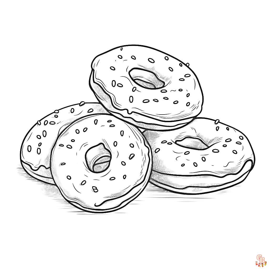 Printable doughnuts coloring pages free for kids and adults