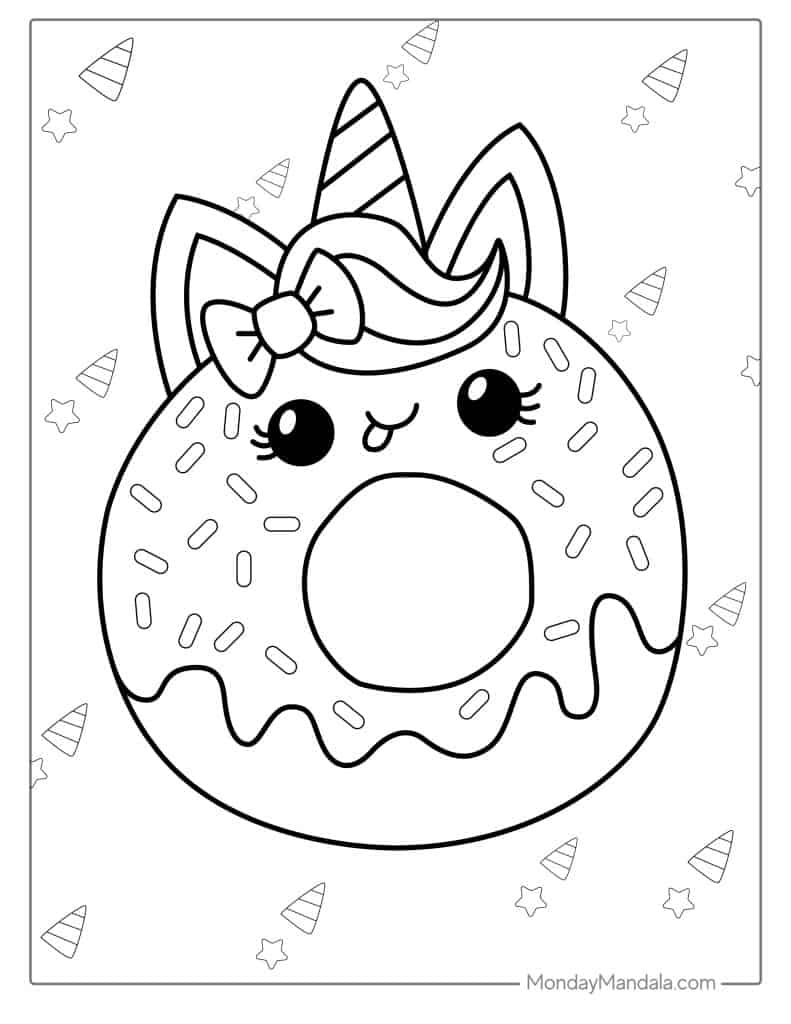 Donut coloring pages free pdf printables