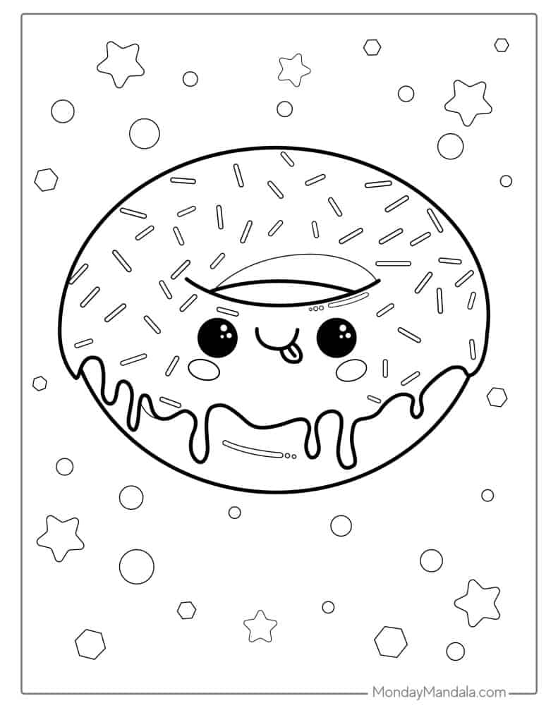 Donut coloring pages free pdf printables