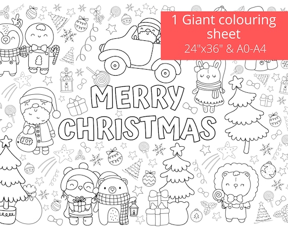 Kid giant christmas coloring page christmas colouring sheet merry christmas coloring page printable instant download a