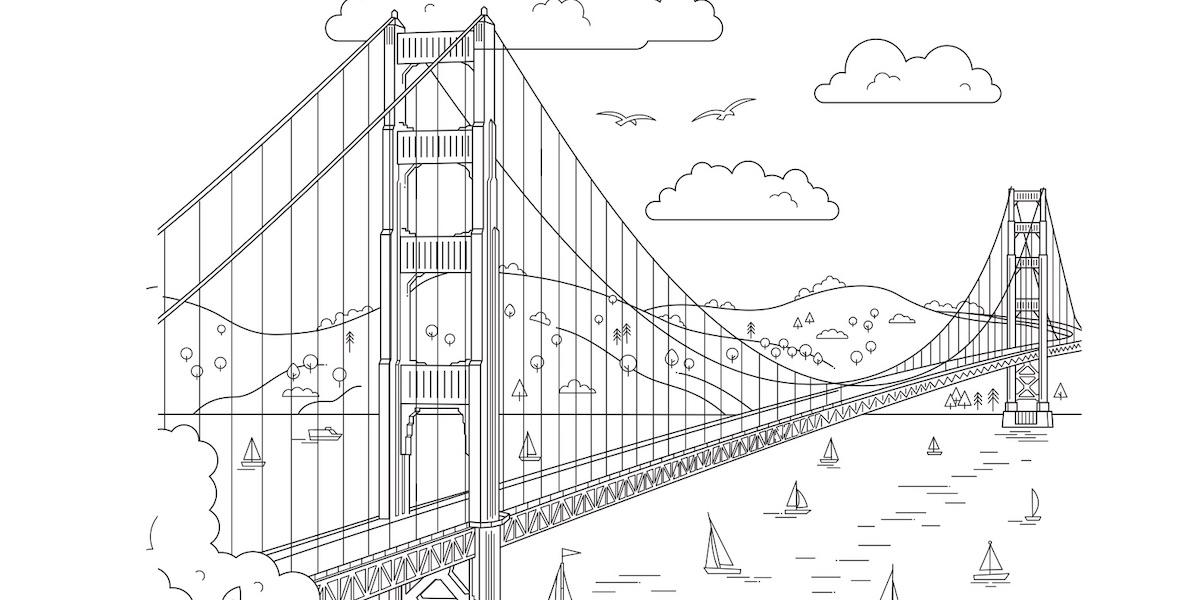 Download free coloring pages from views of san francisco book golden gate national parks conservancy